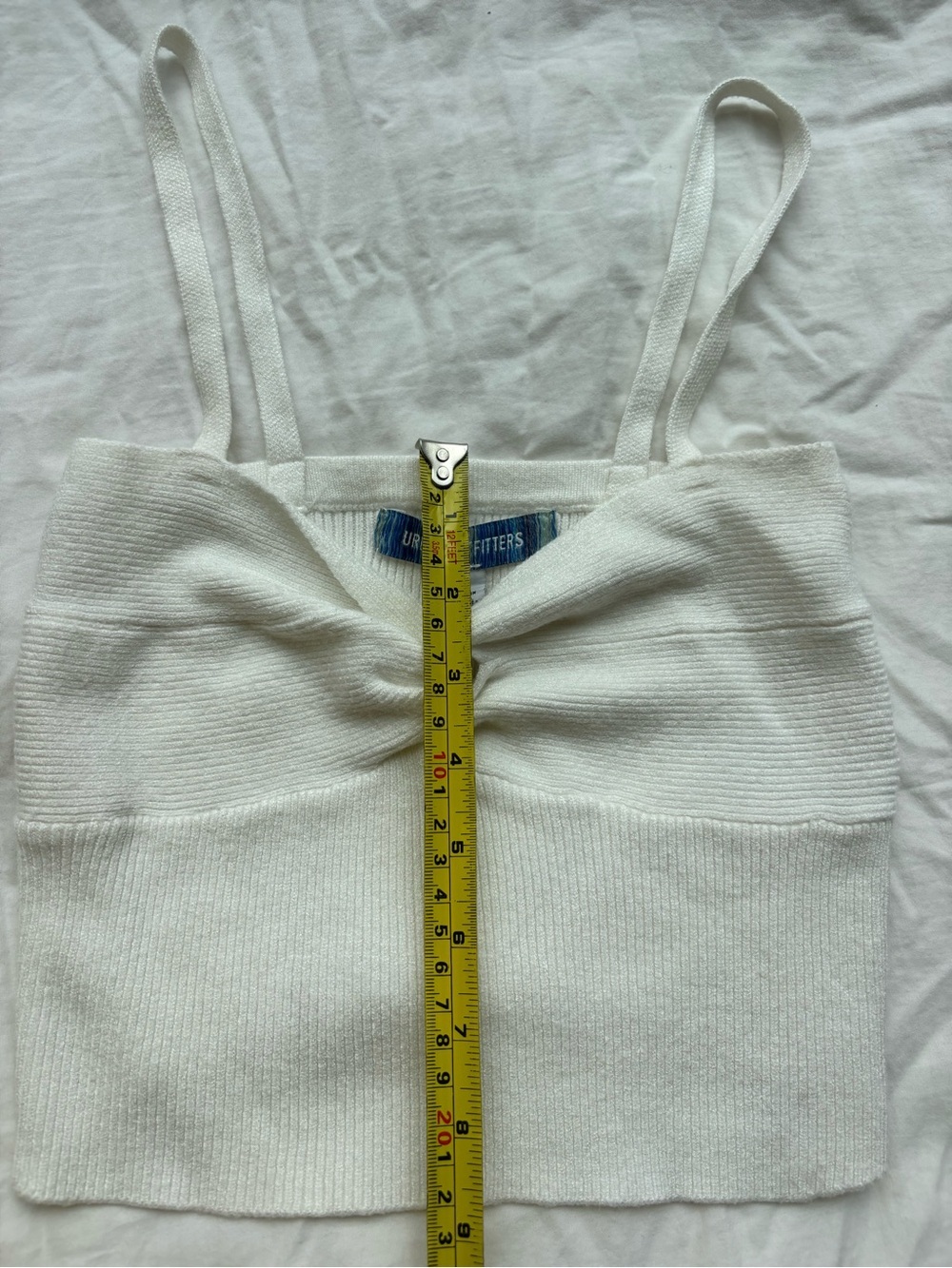 Urban Outfitters White Ribbed Twist-Front Cropped Cami Top Size S - Picture 11 of 12